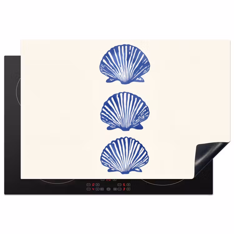 Schelpen - Blauw - Patroon Inductie beschermer vinyl 3mm klein -3d