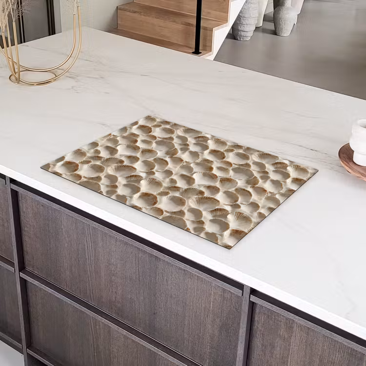 Schelpen - Waaiervorm - Wit Inductie beschermer vinyl 3mm klein 276 -sfeer8