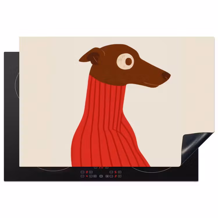 Silhouet - Hond - Trui - Rood Inductie beschermer vinyl 3mm klein -3d