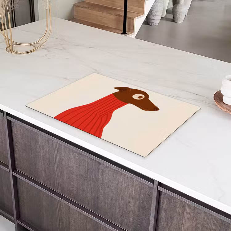 Silhouet - Hond - Trui - Rood Inductie beschermer vinyl 3mm klein -sfeer8