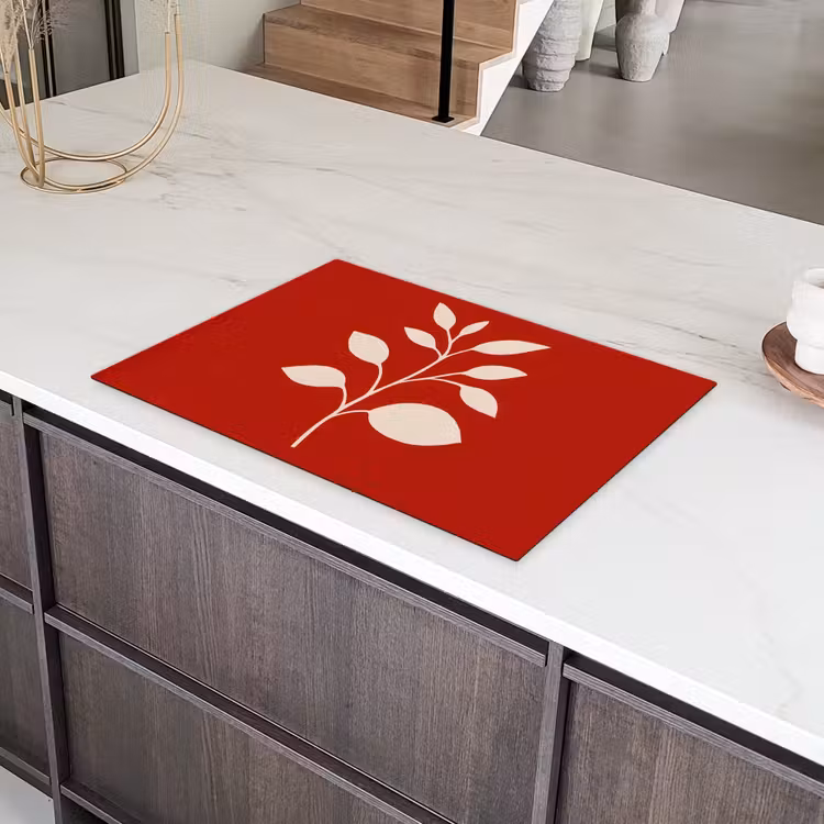 Silhouet - Bladeren - Tak Inductie beschermer vinyl 3mm klein -sfeer8