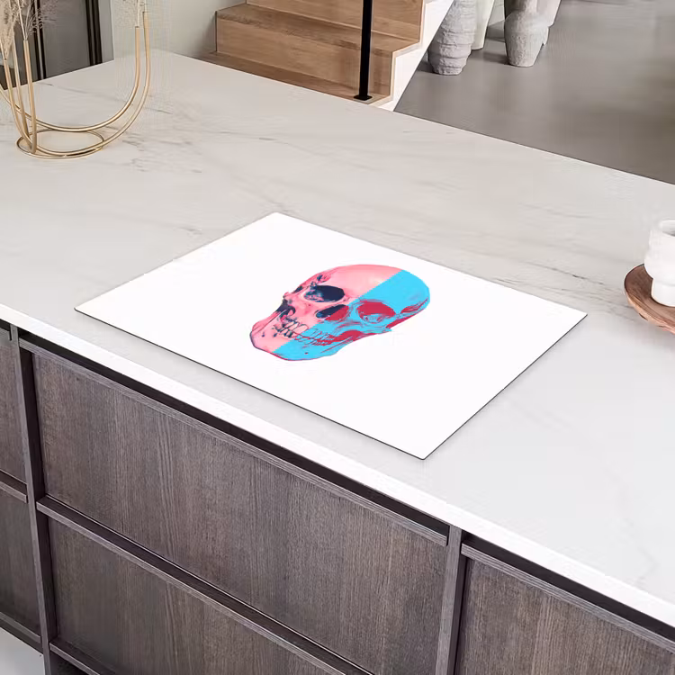 Schedel - Grafisch - Roze - Verdeeld Inductie beschermer vinyl 3mm klein -sfeer8