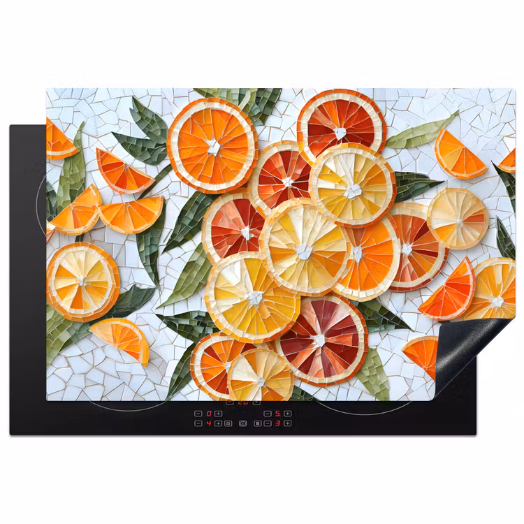 Schijfjes - Fruit - Oranje - Mozaïek Inductie beschermer vinyl 3mm klein -3d