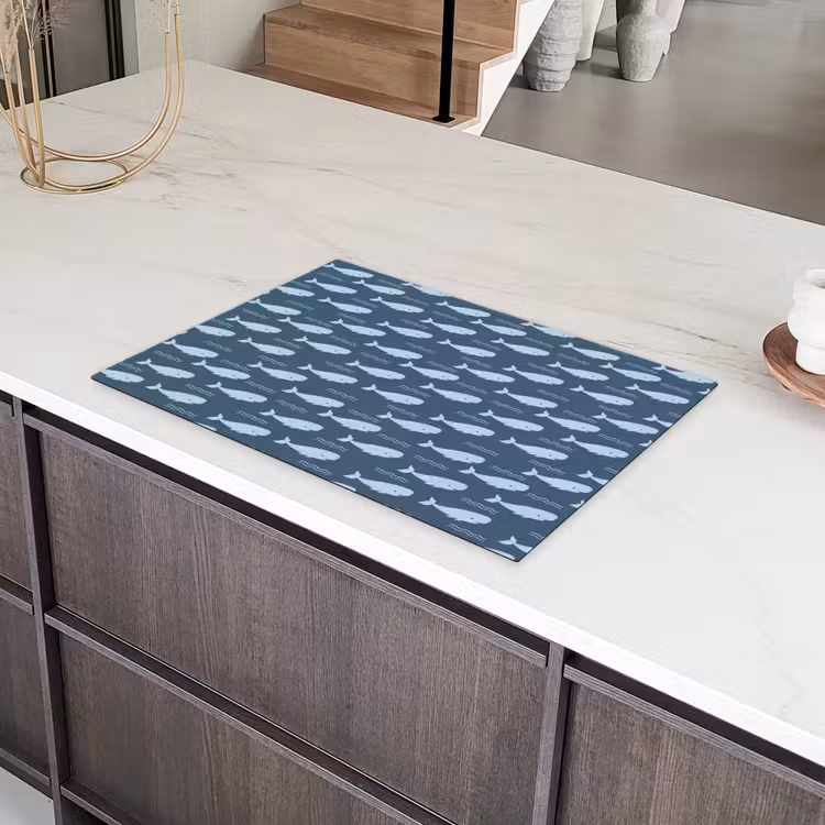 Klein - Oceaan - Golven - Blauw Inductie beschermer vinyl 3mm klein 276 -sfeer8