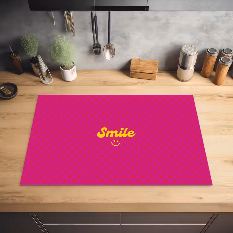 Smile - Stippen - Roze Inductie beschermer vinyl 3mm klein -sfeer5