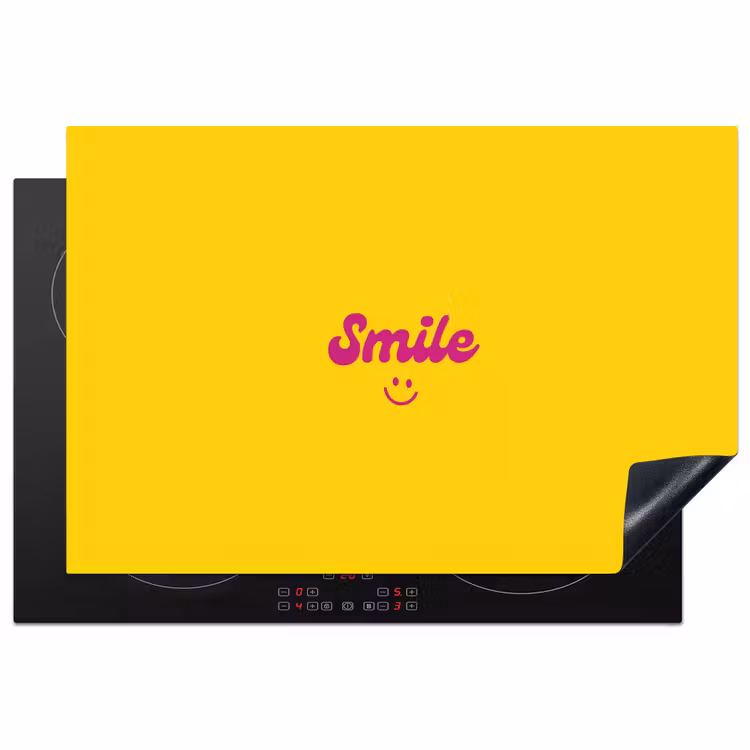 Smile - Geel - Roze Inductie beschermer vinyl 3mm klein -3d