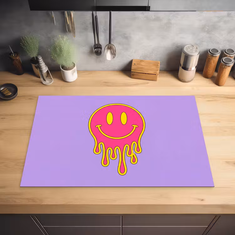 Smiley - Drip - Neon Inductie beschermer vinyl 3mm klein -sfeer5
