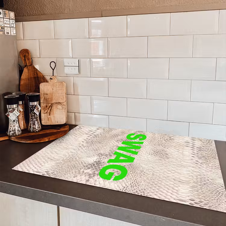 Slangenprint - SWAG - Neon - Groen Inductie beschermer vinyl 3mm klein -sfeer3