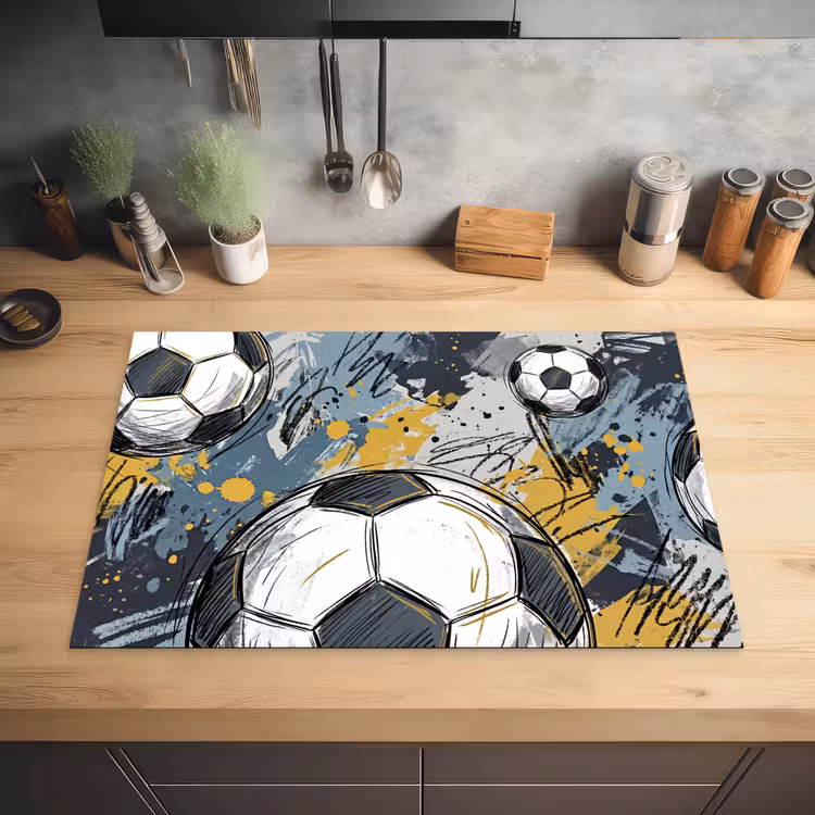 Voetbal - Abstract - Sport - Kleurrijk Inductie beschermer vinyl 3mm klein -sfeer5