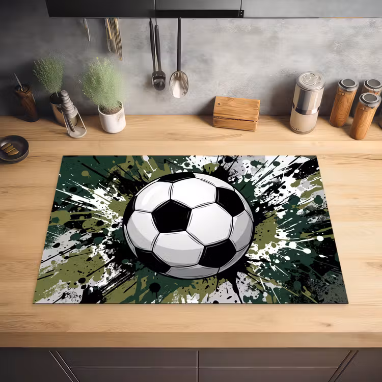 Voetbal - Verf - Spetters - Groen Inductie beschermer vinyl 3mm klein -sfeer5