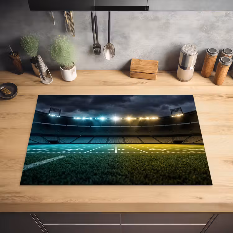 Voetbal - Stadion - Nacht - Modern Inductie beschermer vinyl 3mm klein -sfeer5