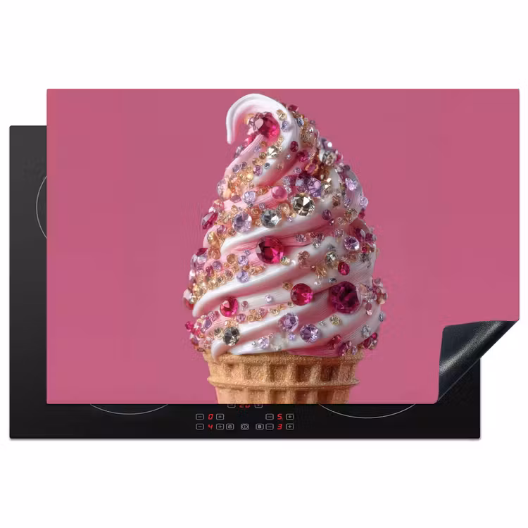 Softijs - Edelstenen - Roze - Hoorntje Inductie beschermer vinyl 3mm klein -3d