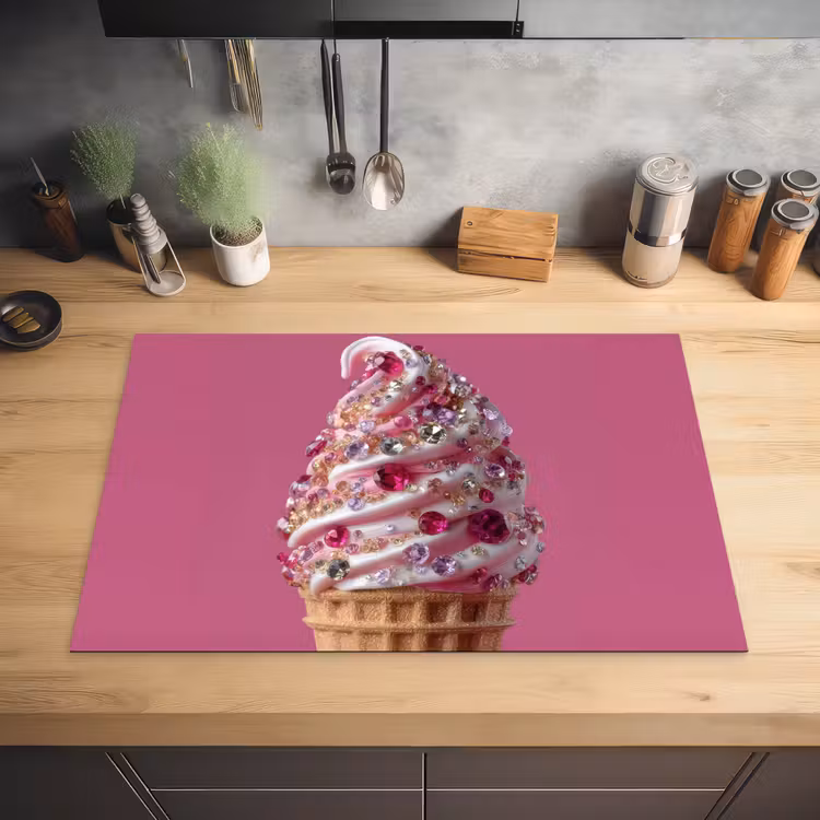 Softijs - Edelstenen - Roze - Hoorntje Inductie beschermer vinyl 3mm klein -sfeer5
