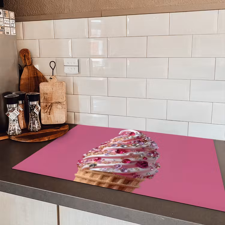 Softijs - Edelstenen - Roze - Hoorntje Inductie beschermer vinyl 3mm klein -sfeer3
