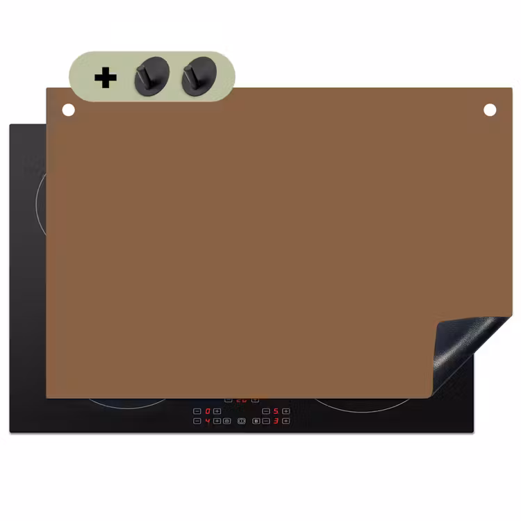 Soft - Walnut - Bruin Inductie beschemer met haakjes klein 777 -3d
