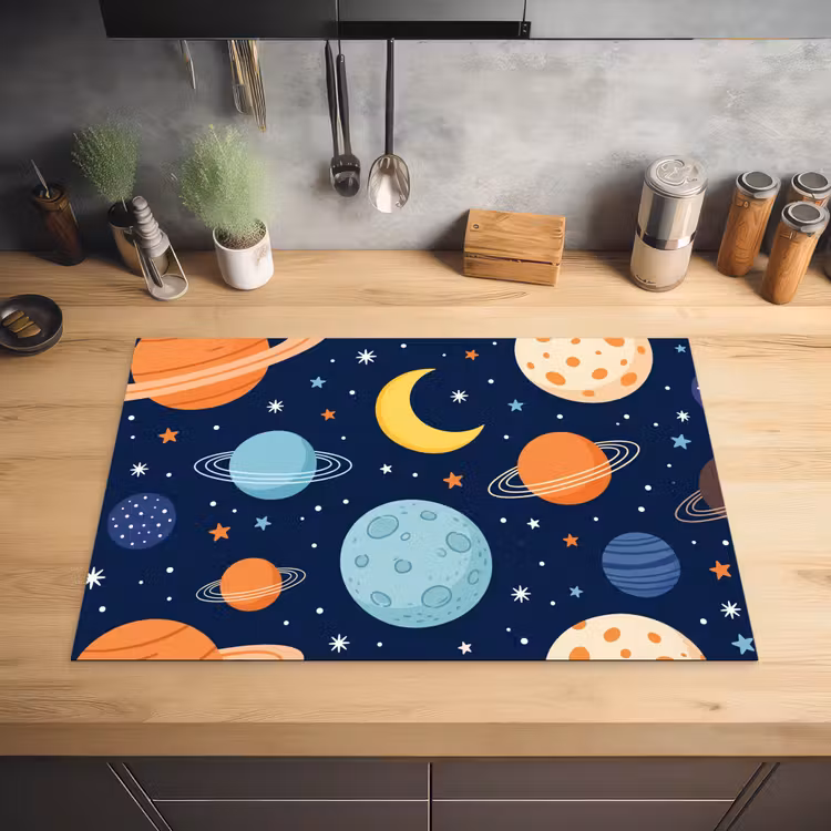 Ruimte - Planeten - Kleurrijk Inductie beschermer vinyl 3mm klein -sfeer5
