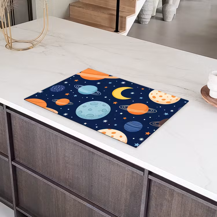 Ruimte - Planeten - Kleurrijk Inductie beschermer vinyl 3mm klein -sfeer8