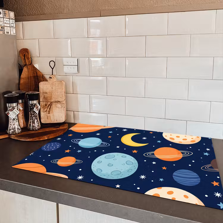 Ruimte - Planeten - Kleurrijk Inductie beschermer vinyl 3mm klein -sfeer3