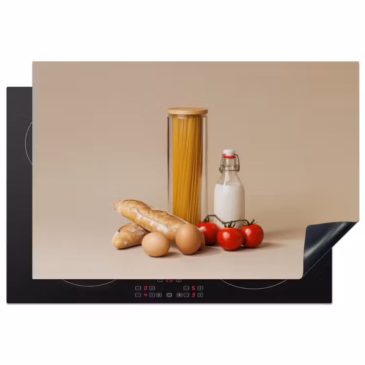 Spaghetti - Melk - Tomaten - Eieren - Brood Inductie beschermer vinyl 3mm klein -3d