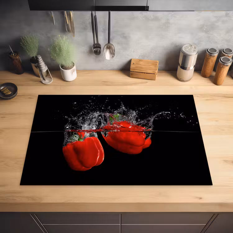 Spektakel van Paprika en Water Inductie beschermer vinyl 3mm klein -sfeer5