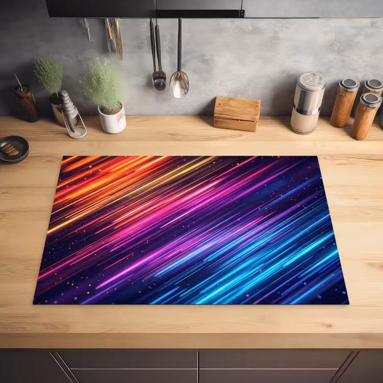 Snelheid - Kosmos - Kleurrijk Inductie beschermer vinyl 3mm klein -sfeer5