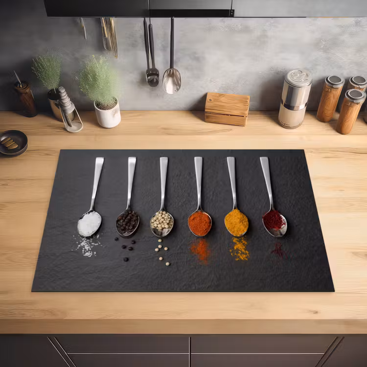 Specerijen - Lepels - Tafel - Rustiek - Kruiden Inductie beschermer vinyl 3mm klein -sfeer5