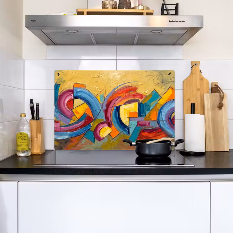 Abstract - Cirkels - Schilderij - Kleurrijk - Dynamisch Inductie beschemer met haakjes klein -sfeer2