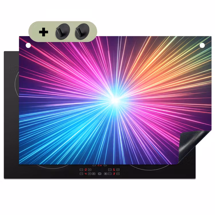 Abstract - Light - Burst - Modern - Colorful Inductie beschemer met haakjes klein -3d