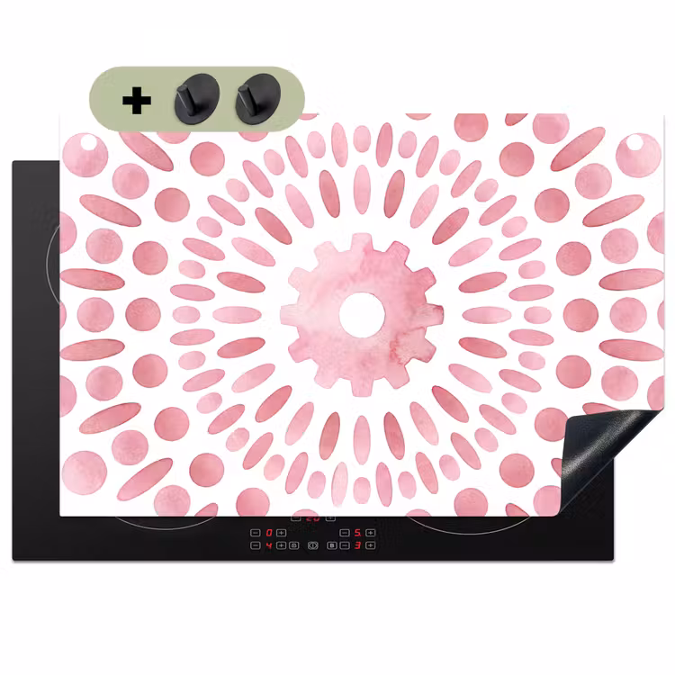 Abstract - Vormen - Patroon - Aquarel - Roze Inductie beschemer met haakjes klein -3d