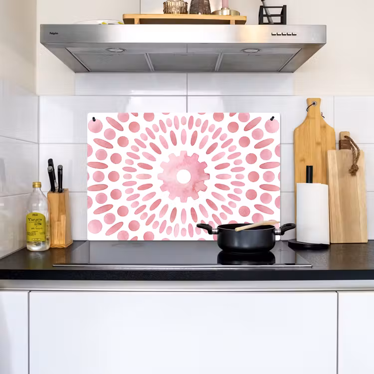 Abstract - Vormen - Patroon - Aquarel - Roze Inductie beschemer met haakjes klein -sfeer2