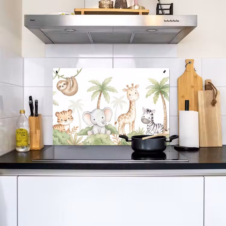 Dieren - Jungle - Pastel Inductie beschemer met haakjes klein -sfeer2