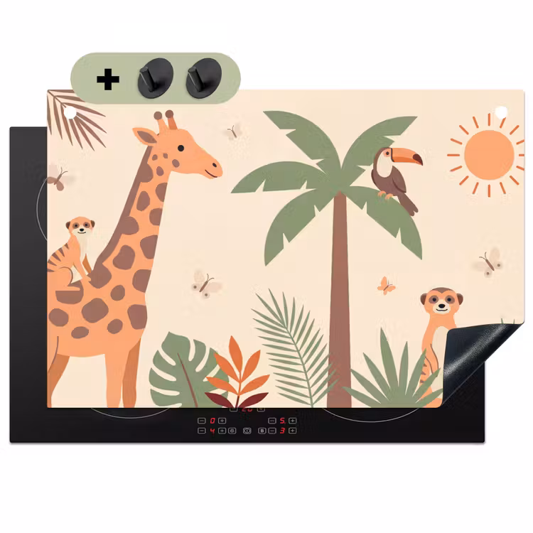 Dieren - Tropisch - Safari - Kleurrijk Inductie beschemer met haakjes klein -3d