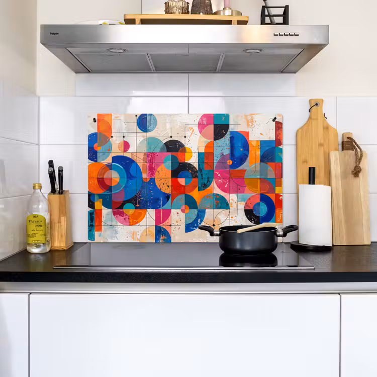 Kunst - Geometrisch - Abstract - Kleurrijk Inductie beschemer met haakjes klein -sfeer2