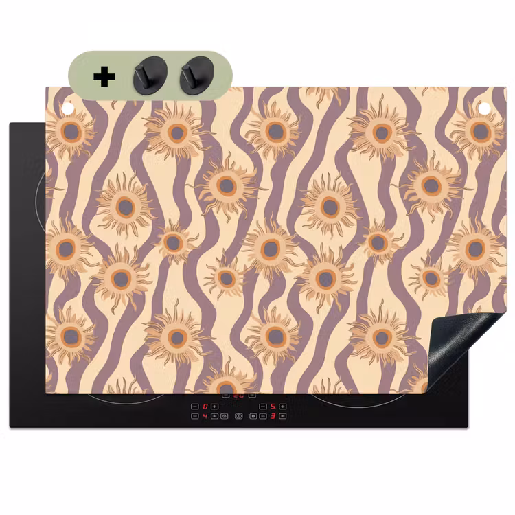 Bohemian - Vibe - Lavendelpaars Inductie beschemer met haakjes klein 777 -3d