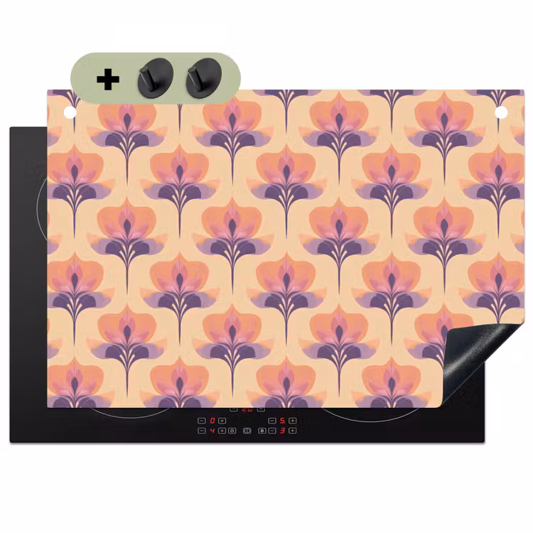 Botanisch - Patroon - Pastel Inductie beschemer met haakjes klein 777 -3d
