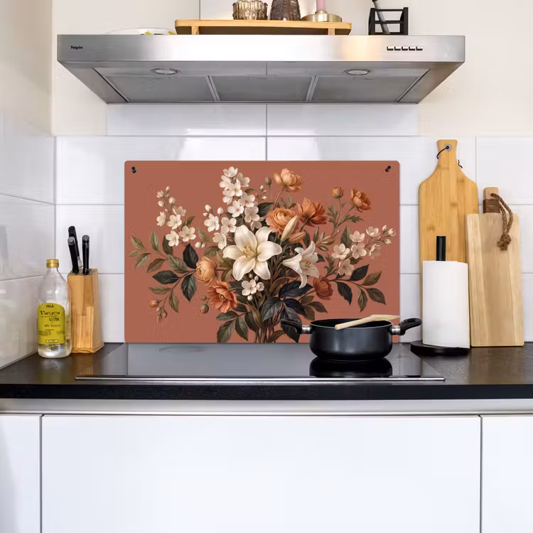 Boeket - Retro - Kleurrijk Inductie beschemer met haakjes klein -sfeer2