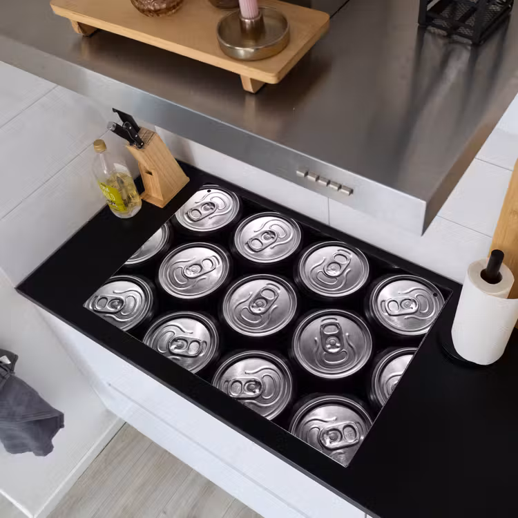 Blikjes - Aluminium - Patroon - Industrieel - Zilver Inductie beschemer met haakjes klein -sfeer1