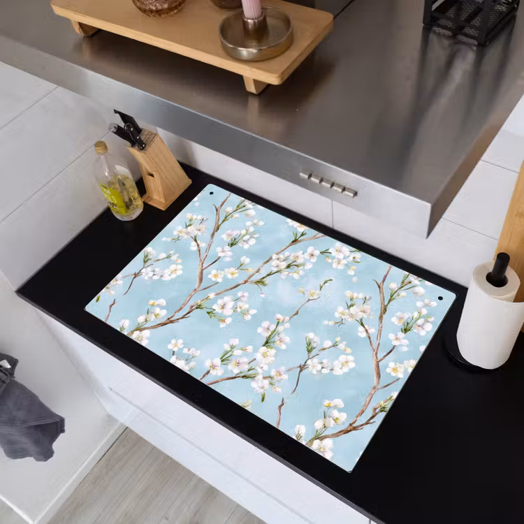 Kersenbloesem - Textuur - Blauw Inductie beschemer met haakjes klein 777 -sfeer1