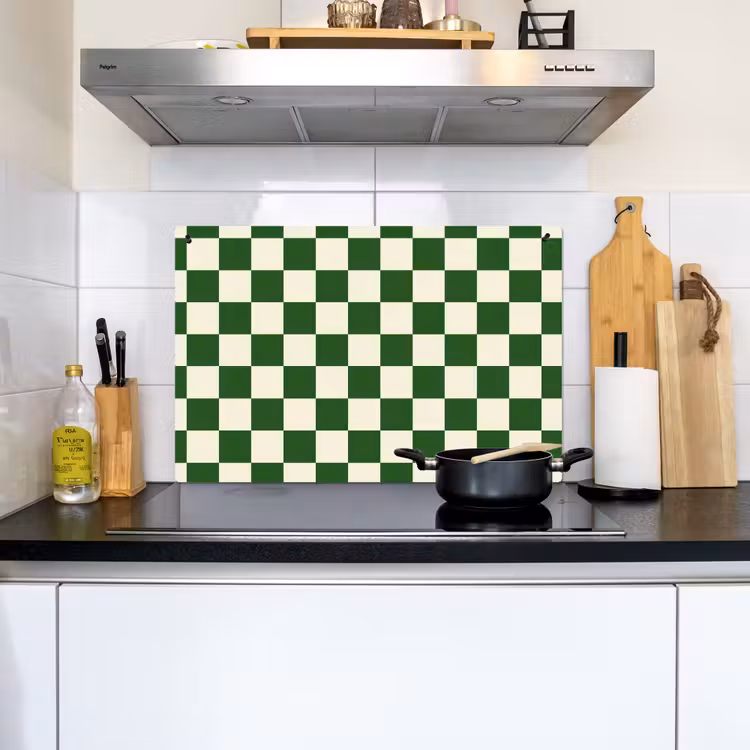 Schaakbord - Patroon - Groen Inductie beschemer met haakjes klein 777 -sfeer2
