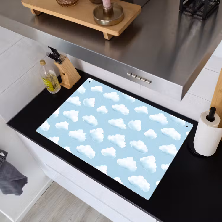 Wolken - Illustratie - Blauw Inductie beschemer met haakjes klein 777 -sfeer1