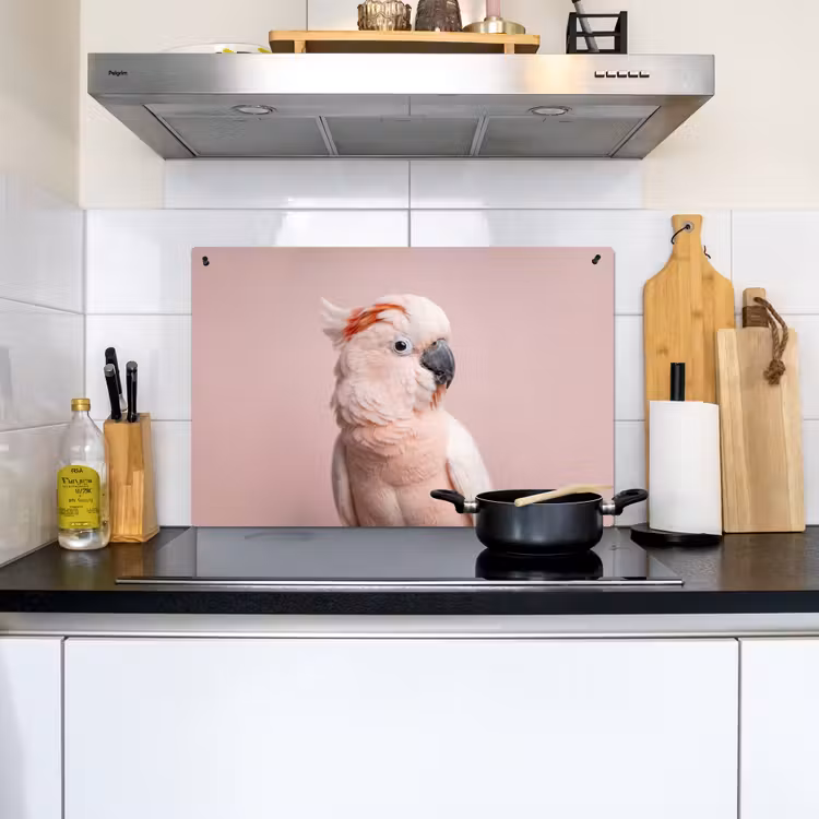 Kaketoe - Portret - Roze Inductie beschemer met haakjes klein -sfeer2