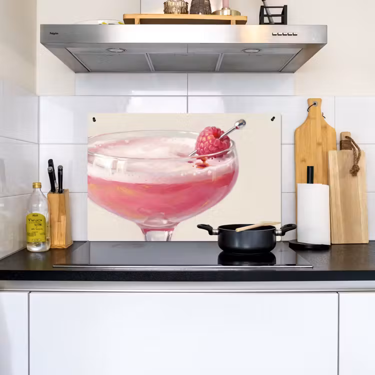 Cocktail - Framboos - Drank - Modern - Roze Inductie beschemer met haakjes klein -sfeer2