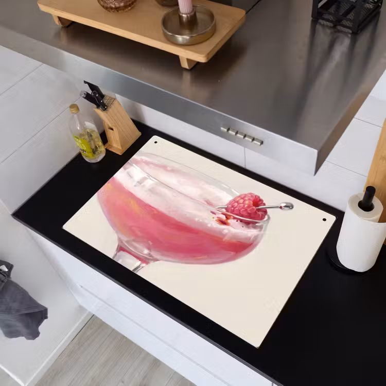 Cocktail - Framboos - Drank - Modern - Roze Inductie beschemer met haakjes klein -sfeer1