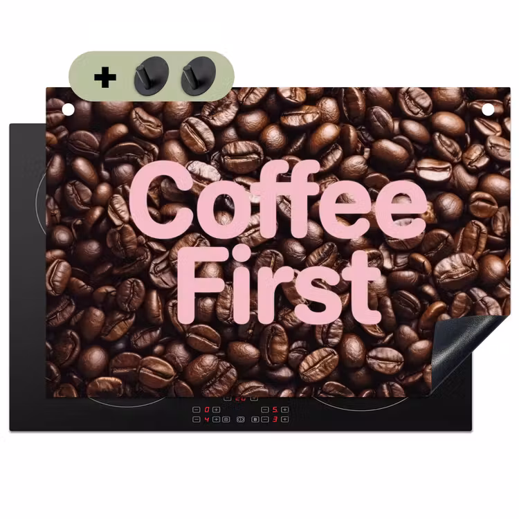 Coffee First - Koffiebonen - Roze Inductie beschemer met haakjes klein -3d