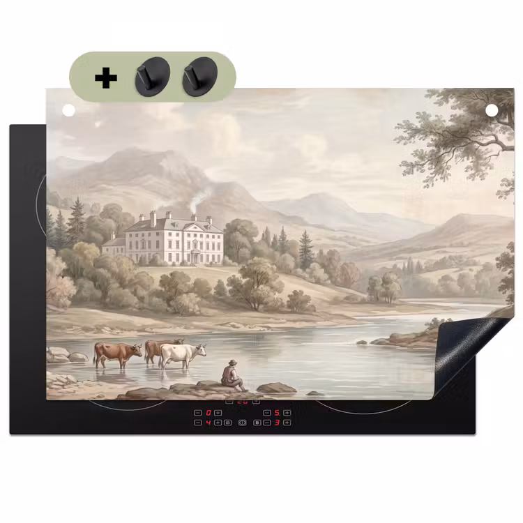Landhuis - Rivier - Vee Inductie beschemer met haakjes klein -3d