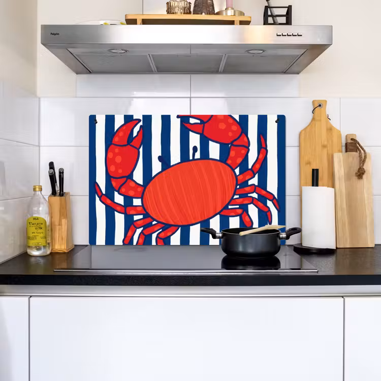 Krab - Strepen - Zeeleven - Illustratie - Rood Inductie beschemer met haakjes klein -sfeer2