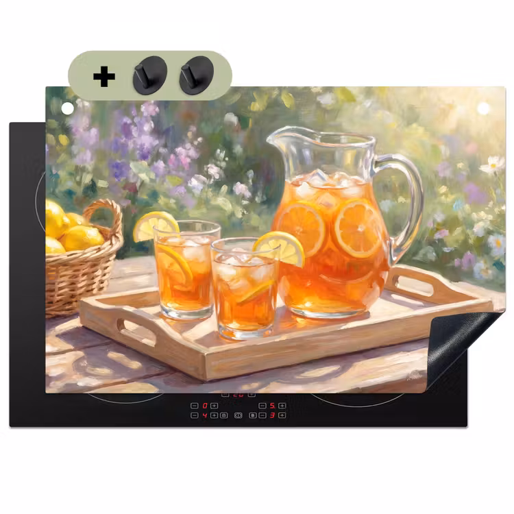 Drank - Citroen - Zomer - Tuin - Geel Inductie beschemer met haakjes klein -3d
