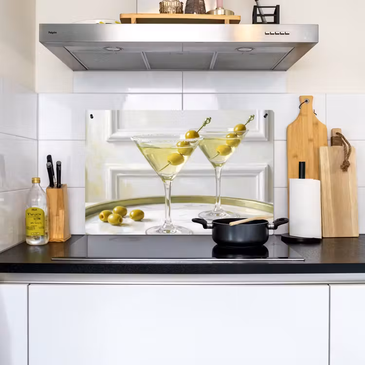 Drank - Martini - Olijven - Modern - Wit Inductie beschemer met haakjes klein -sfeer2