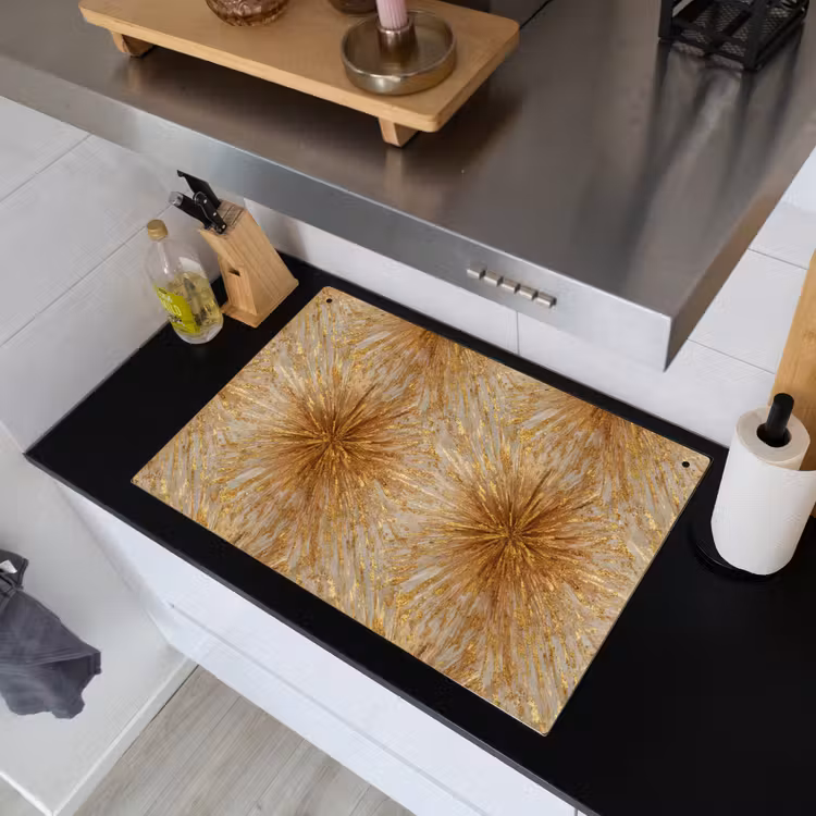 Explosie - Abstract - Goud - Wit Inductie beschemer met haakjes klein 777 -sfeer1