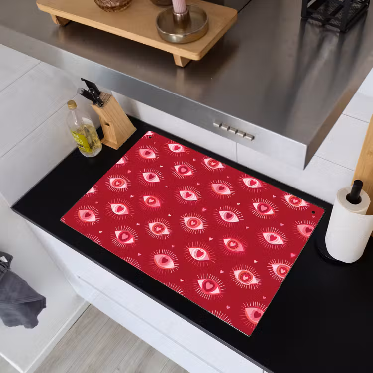 Ogen - Patroon - Roze - Donkerrood Inductie beschemer met haakjes klein 777 -sfeer1